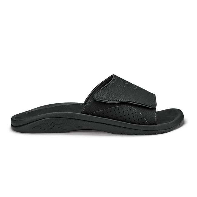 Sandalias Olukai Nalu Slide - Sandalias Hombre Negros 20597-631